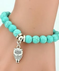 LUBINGSHINE Official Store Vintage Blue Owl Charm Bracelet