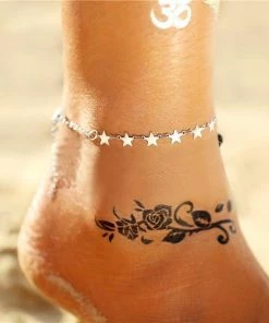 17KM Official Store Jewelry Vintage Gold Silver Multilayer Bohemian Anklets With Moon, Map Beads Leaves