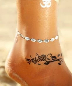 17KM Official Store Jewelry Vintage Gold Silver Multilayer Bohemian Anklets With Moon, Map Beads Leaves