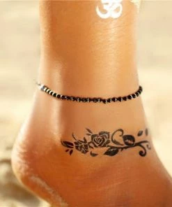 17KM Official Store Jewelry Vintage Gold Silver Multilayer Bohemian Anklets With Moon, Map Beads Leaves