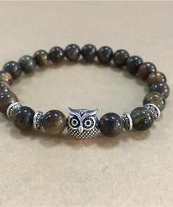 One Tribe Apparel Volcanic Bracelet Owl Bracelet Silver Bracelet Lava Stone Bead Bracelets