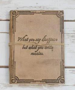 Soothi Journals "What You Write" Quote Embossed Tan Leather Journal