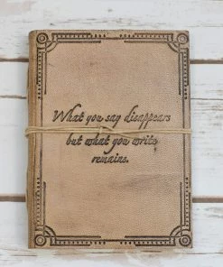 Soothi Journals "What You Write" Quote Embossed Tan Leather Journal