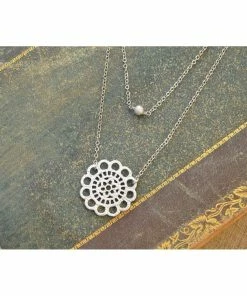 BellaJoo Jewelry White Gold Double Strand Lace Necklace