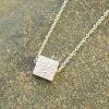 BellaJoo Jewelry White Gold Hammered Square Necklace 1 BellaJoo Jewelry White Gold Hammered Square Necklace