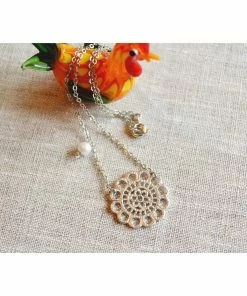 BellaJoo Jewelry White Gold Lace Necklace