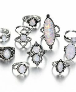 17KM Official Store White Opal Goddess Ring Set With Midi Ring