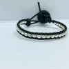 Kirr Bijoux White Pearl Thin Leather Beaded Bracelet Jewelry