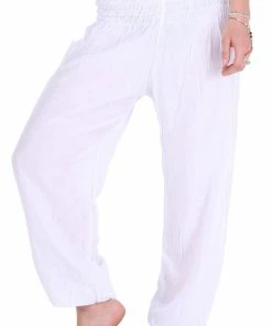 Napat White Solid Harem Pants