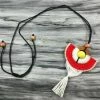 AMIU Handmade Store White Tassel Bohemian Necklace W/Yellow Bead