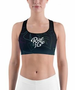 Find Your Coast Supply Co. Boho Tops Women's Moisture Wicking A L O H A Rise & Go Sports Bra (white & Black Piping)