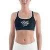 Find Your Coast Supply Co. Boho Tops Women's Moisture Wicking A L O H A Rise & Go Sports Bra (white & Black Piping)