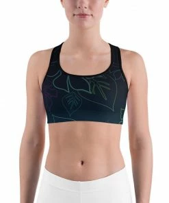 Find Your Coast Supply Co. Boho Tops Women's Moisture Wicking A L O H A Sports Bra (white & Black Piping)