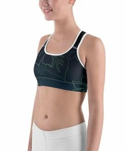 Find Your Coast Supply Co. Boho Tops Women's Moisture Wicking A L O H A Sports Bra (white & Black Piping)