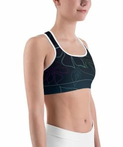 Find Your Coast Supply Co. Boho Tops Women's Moisture Wicking A L O H A Sports Bra (white & Black Piping)