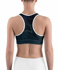 Find Your Coast Supply Co. Boho Tops Women's Moisture Wicking A L O H A Sports Bra (white & Black Piping)