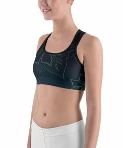 Find Your Coast Supply Co. Boho Tops Women's Moisture Wicking A L O H A Sports Bra (white & Black Piping)