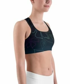 Find Your Coast Supply Co. Boho Tops Women's Moisture Wicking A L O H A Sports Bra (white & Black Piping)