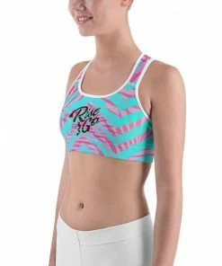 Find Your Coast Supply Co. Boho Tops Women's Moisture Wicking Olivia III Rise & Go Sports Bra (white & Black Piping)