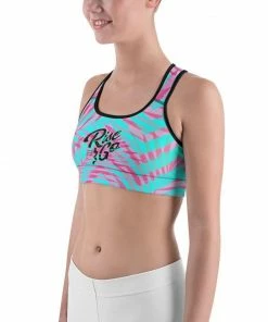 Find Your Coast Supply Co. Boho Tops Women's Moisture Wicking Olivia III Rise & Go Sports Bra (white & Black Piping)