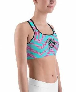 Find Your Coast Supply Co. Boho Tops Women's Moisture Wicking Olivia III Rise & Go Sports Bra (white & Black Piping)