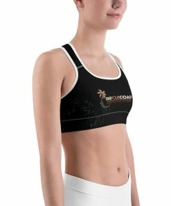 Find Your Coast Supply Co. Women's Moisture Wicking Trademark Sports Bra (white & Black Piping)