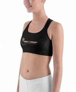 Find Your Coast Supply Co. Women's Moisture Wicking Trademark Sports Bra (white & Black Piping)