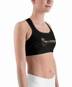 Find Your Coast Supply Co. Women's Moisture Wicking Trademark Sports Bra (white & Black Piping)