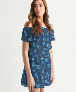 Find Your Coast Supply Co. Boho Dresses Women's Sea Reef Off-Shoulder Dress