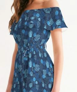 Find Your Coast Supply Co. Boho Dresses Women's Sea Reef Off-Shoulder Dress