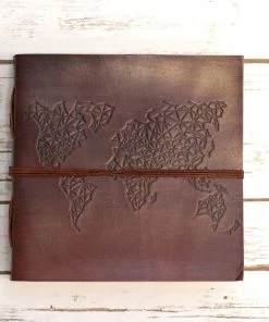 Soothi World Map Square Handmade Leather Journal Journals