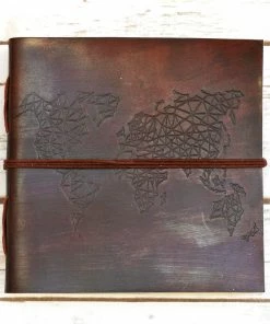 Soothi World Map Square Handmade Leather Journal Journals